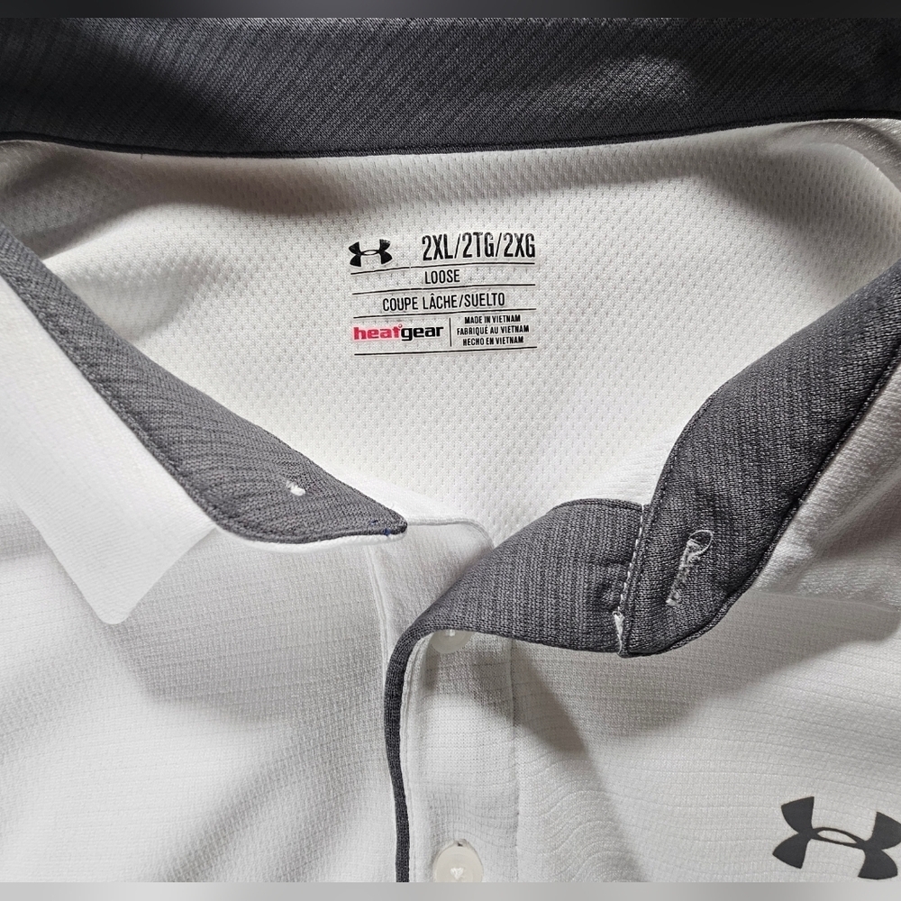 Under Armor Mens White Loose Fit HeatGear polo size 2XL - Picture 3 of 3